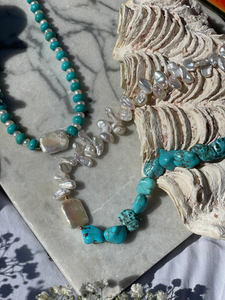 Aphrodite pearl and turquoise necklace