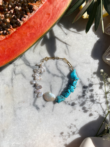 Aphrodite freshwater pearl and turquoise bracelet Vivinou