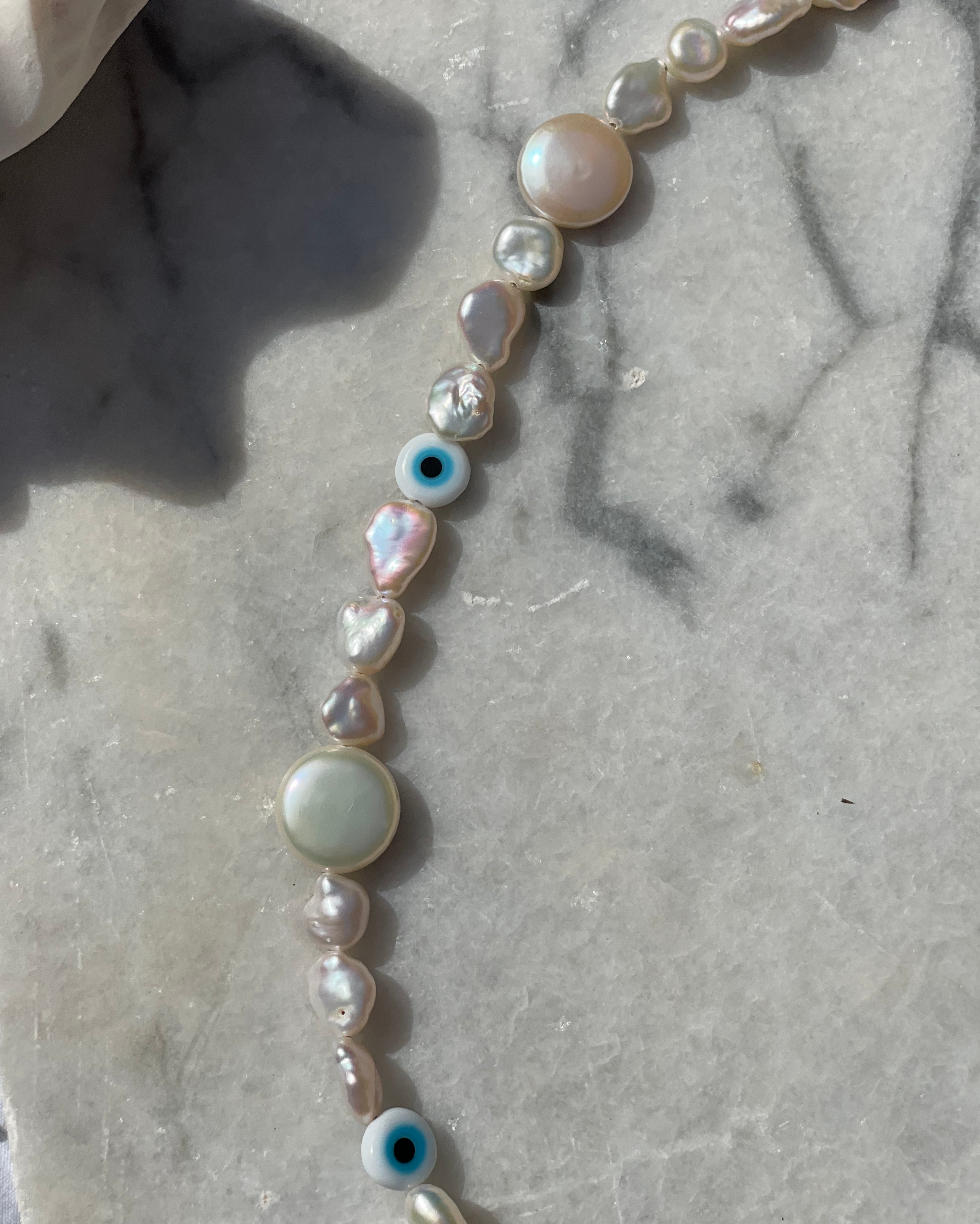 Soteria Necklace freshwater pearl evil eye necklace