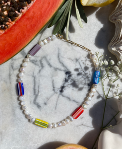 Anthi Necklace millefiori glass necklace Vivinou